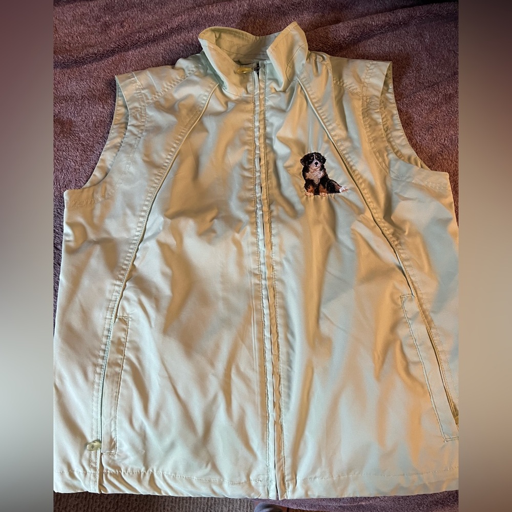 Women's Cream Vest with Embroidered Dog